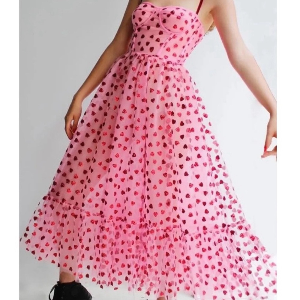 Betsey Johnson Foil-Printed Tiered Sweetheart Dress Size 8❣️